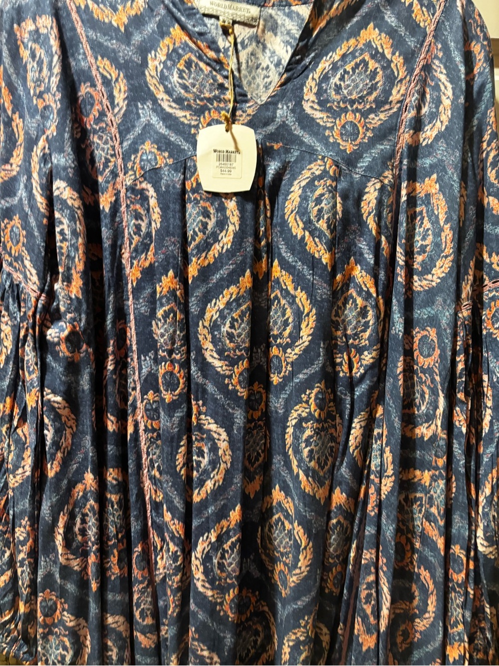 World Market Floral Boho Dress in Navy & Rust